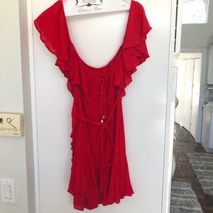 Selfie Leslie Red Off the Shoulder Dress